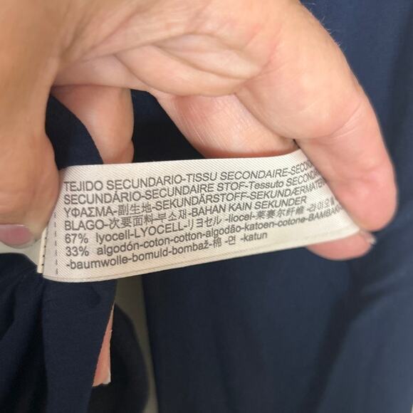 Massimo Dutti womens medium navy blue long sleeve blouse top New lightweight - Picture 5 of 8